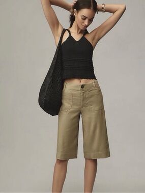 Maeve The Colette Linen Blend Longline Shorts Size 28